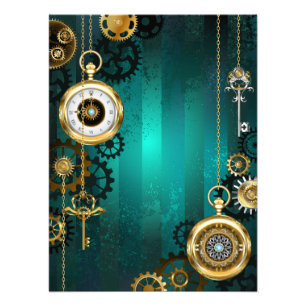 Steampunk Jewellery Watch on a Green Background Photo Print