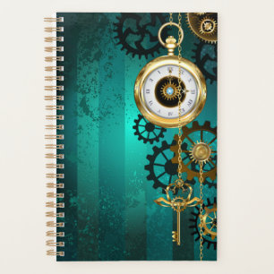 Steampunk Jewellery Watch on a Green Background Planner