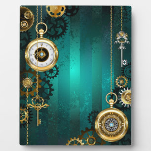 Steampunk Jewellery Watch on a Green Background Plaque