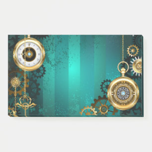 Steampunk Jewellery Watch on a Green Background Post-it Notes
