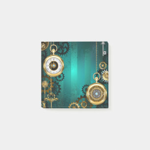 Steampunk Jewellery Watch on a Green Background Post-it Notes