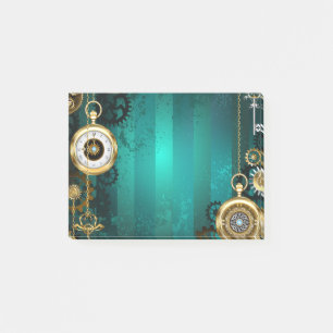 Steampunk Jewellery Watch on a Green Background Post-it Notes