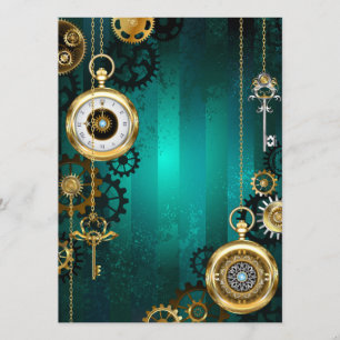 Steampunk Jewellery Watch on a Green Background Program