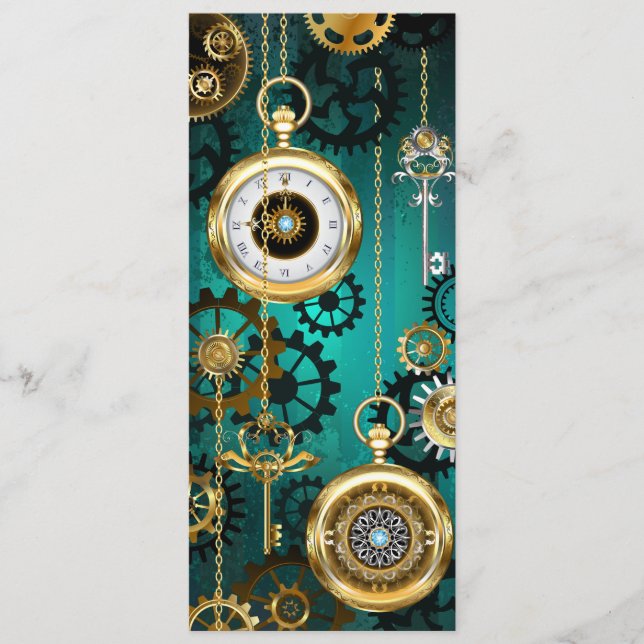 Steampunk Jewellery Watch on a Green Background Program (Front)