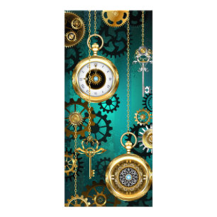 Steampunk Jewellery Watch on a Green Background Rack Card