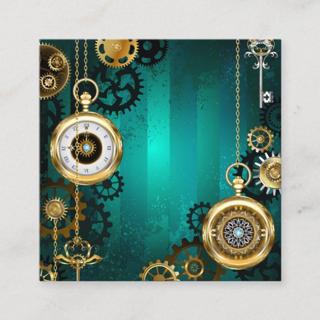 Steampunk Jewellery Watch on a Green Background Referral Card (Front)
