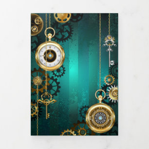 Steampunk Jewellery Watch on a Green Background Tri-Fold Programme