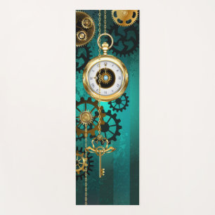 Steampunk Jewellery Watch on a Green Background Yoga Mat