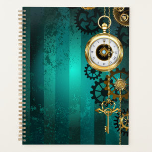 Steampunk Jewelry Watch on a Green Background Planner
