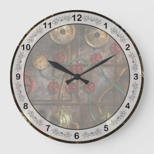 Steampunk - Job jitters Large Clock