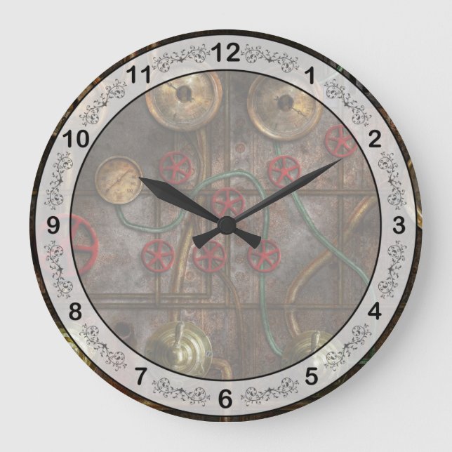 Steampunk - Job jitters Large Clock (Front)