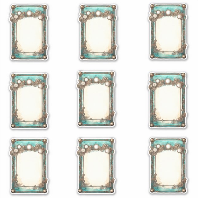 Steampunk Journalling Spot Frame green teal bronze (Front)