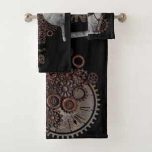 steampunk Katze   Bath Towel Set