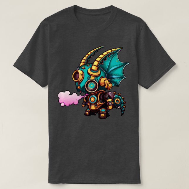 Steampunk Kawaii Dragon Robot 3 T-Shirt (Design Front)