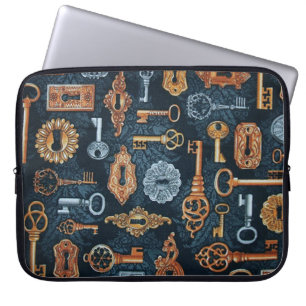 Steampunk Keys and Key Holes Pattern Laptop Sleeve