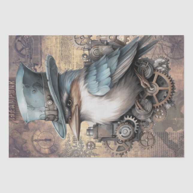 Steampunk Kingfisher Bird Tissue Paper (Front)