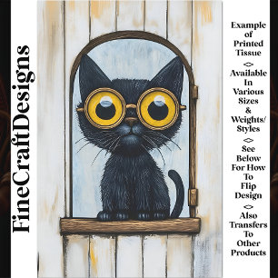 Steampunk Kitten + Distressed Wood AQ1 Decoupage Tissue Paper