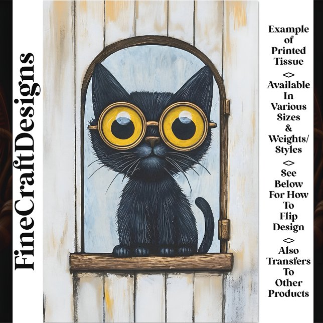 Steampunk Kitten + Distressed Wood AQ1 Decoupage Tissue Paper (Creator Uploaded)