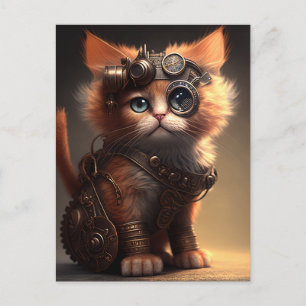 Steampunk Kitten Postcard