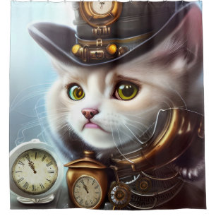 Steampunk kitten Shower Curtain
