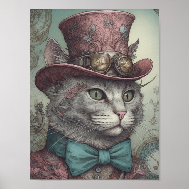 Steampunk Kitty Postcard Poster (Front)