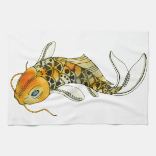 Steampunk Koi Tea Towel