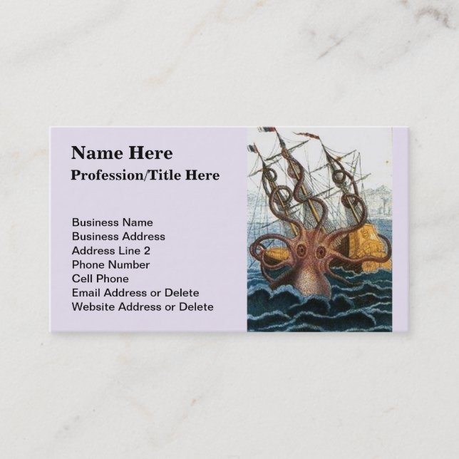 Steampunk Kraken Giant Octopus Nautical Business Card (Front)