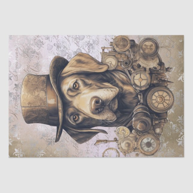 Steampunk Labrador Dog Tissue Paper (Front)