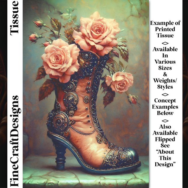 Steampunk Ladies Boot & Pink Roses DF8RF Decoupage Tissue Paper (Creator Uploaded)