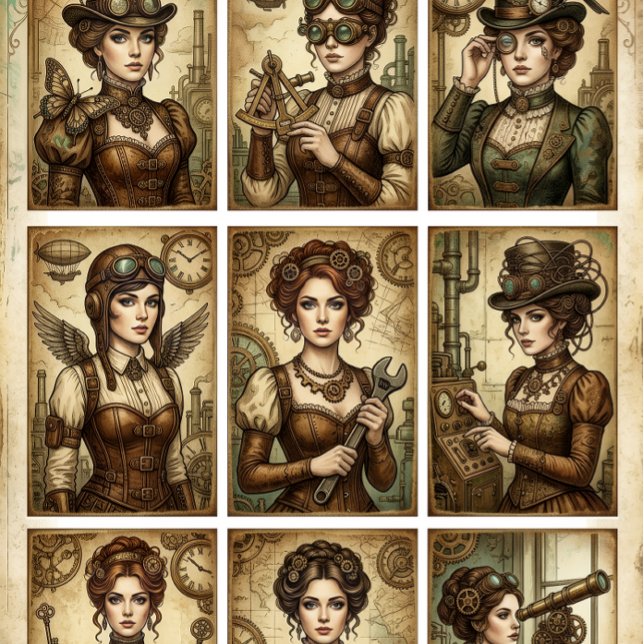 Steampunk Ladies decoupage for Small projects  Tissue Paper (Creator Uploaded)