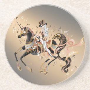 Steampunk Lady and Mechanical Horse Coaster