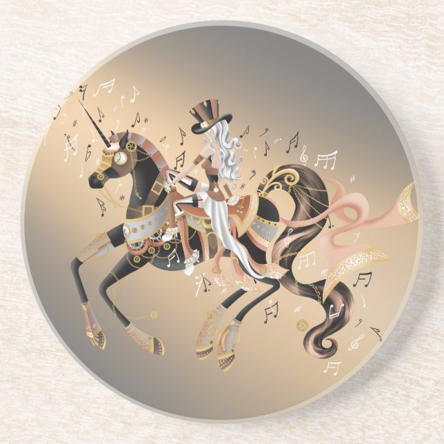 Steampunk Lady and Mechanical Horse  Coaster (Front)