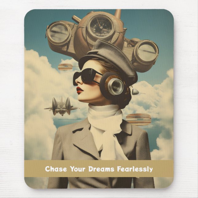 Steampunk Lady Chase Your Dreams Fearlessly Mouse Pad (Front)