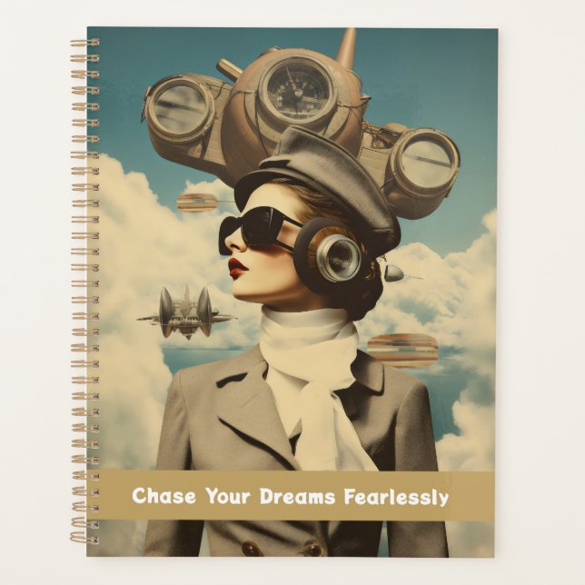 Steampunk Lady Chase Your Dreams Fearlessly Planner (Front)