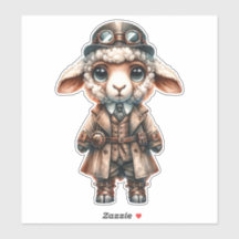 Steampunk Lamb Transparent Sticker