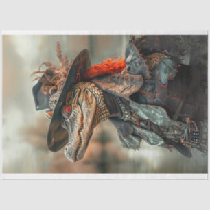 Steampunk Leather Wearing Alligator Decoupage Tissue Paper