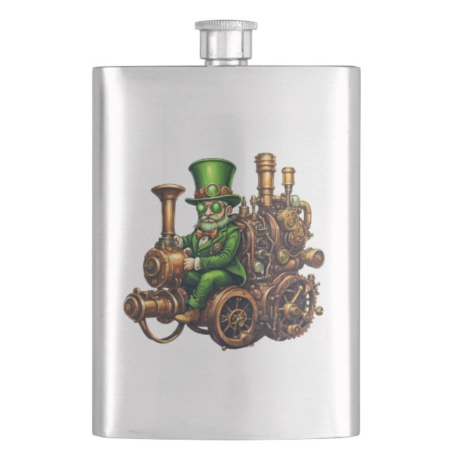 Steampunk Leprechaun  Hip Flask (Front)