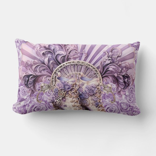 Steampunk Lilac Fan and Boots Cotton Pillow (Front)