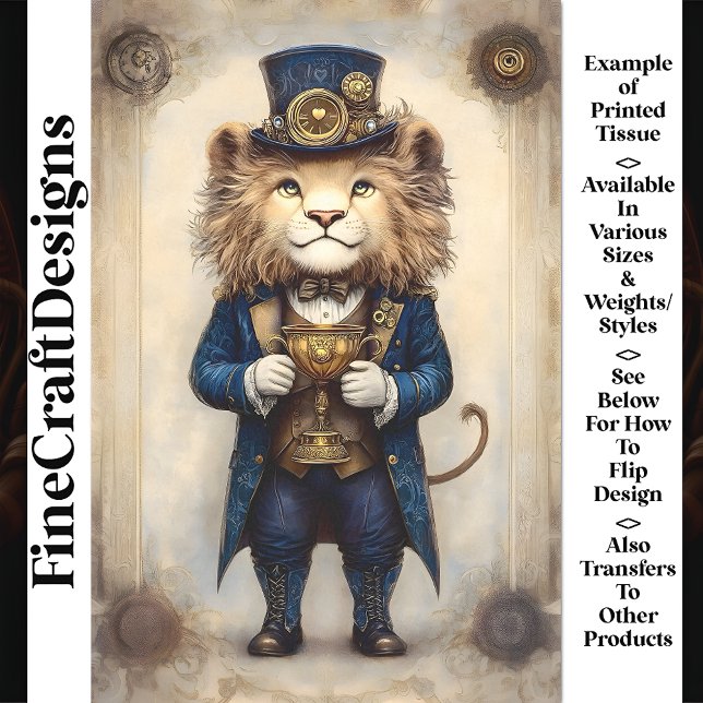 Steampunk Lion & Gold Trophy AS2 Decoupage Tissue Paper (Creator Uploaded)