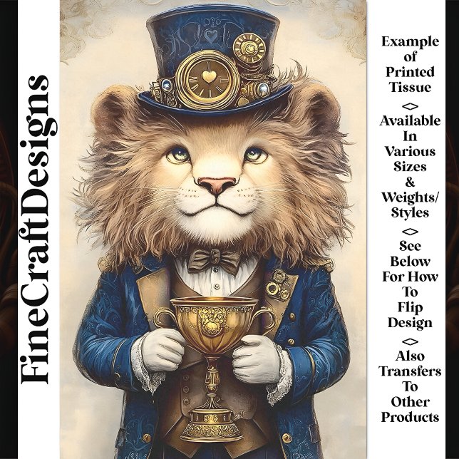 Steampunk Lion & Gold Trophy AS3 Decoupage Tissue Paper (Creator Uploaded)