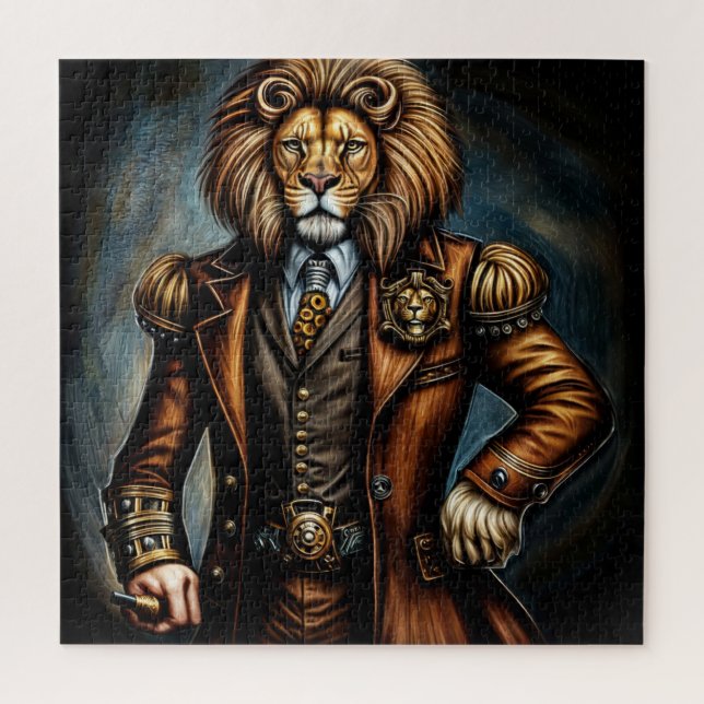 Steampunk lion in a suit jigsaw puzzle (Vertical)