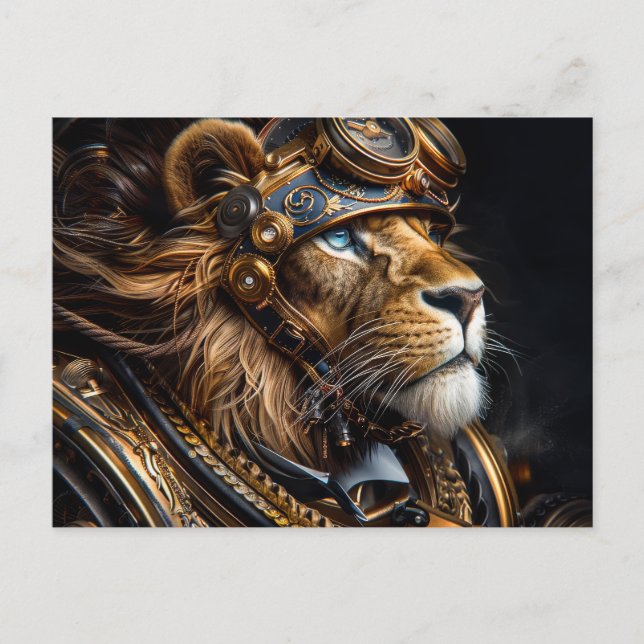 Steampunk Lion Postcard (Front)