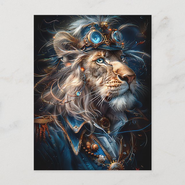 Steampunk Lion Postcard (Front)