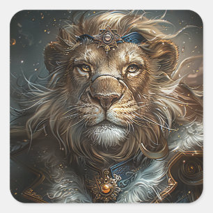 Steampunk Lion Square Sticker