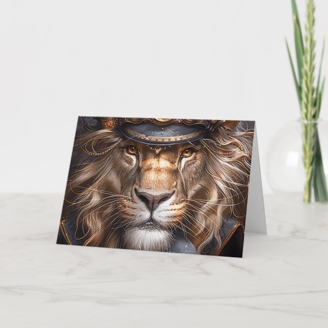 Steampunk Lion Thank You Card (Front)