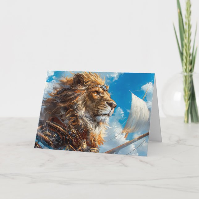 Steampunk Lion Thank You Card (Front)