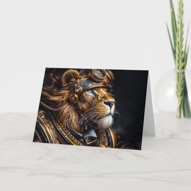Steampunk Lion Thank You Card (Front)