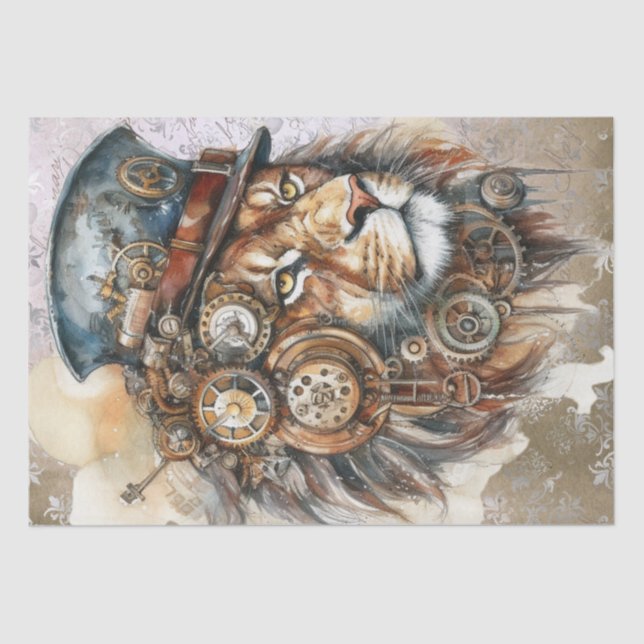 Steampunk Lion Tissue Paper (Front)