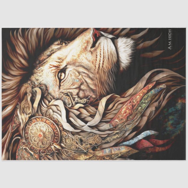 Steampunk Lion Tissue Paper (Front)