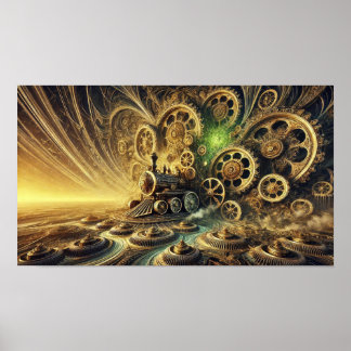 Steampunk Locomotive Steam Engine  Poster